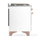 ILVE Majestic III 60-inch Dual Fuel Range with 7 Natural Gas Burner, Griddle, French Top and Triple Glass Door Electric Oven in White with Copper Trim (UM60FSNR3WHP)