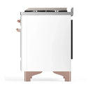ILVE Majestic III 60-inch Dual Fuel Range with 7 Natural Gas Burner, Griddle, French Top and Triple Glass Door Electric Oven in White with Copper Trim (UM60FSNR3WHP)