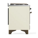 ILVE Majestic III 60-inch Dual Fuel Range with 7 Natural Gas Burner, Griddle, French Top and Solid Door Electric Oven in Antique White with Burnished Trim (UM60FSQNR3AWB)