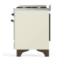 ILVE Majestic III 60-inch Dual Fuel Range with 7 Natural Gas Burner, Griddle, French Top and Solid Door Electric Oven in Antique White with Burnished Trim (UM60FSQNR3AWB)