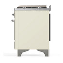 ILVE Majestic III 60-inch Dual Fuel Range with 7 Natural Gas Burner, Griddle, French Top and Solid Door Electric Oven in Antique White with Chrome Trim (UM60FSQNR3AWC)