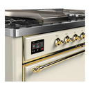 ILVE Majestic III 60-inch Dual Fuel Range with 5 Liquid Propane Burner, Griddle, French Top and Solid Door Electric Oven in Antique White with Brass Trim (UM60FSQNR3AWGLP)