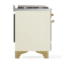 ILVE Majestic III 60-inch Dual Fuel Range with 5 Liquid Propane Burner, Griddle, French Top and Solid Door Electric Oven in Antique White with Brass Trim (UM60FSQNR3AWGLP)
