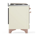 ILVE Majestic III 60-inch Dual Fuel Range with 7 Natural Gas Burner, Griddle, French Top and Solid Door Electric Oven in Antique White with Copper Trim (UM60FSQNR3AWP)