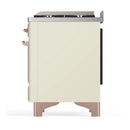 ILVE Majestic III 60-inch Dual Fuel Range with 7 Natural Gas Burner, Griddle, French Top and Solid Door Electric Oven in Antique White with Copper Trim (UM60FSQNR3AWP)