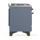 ILVE Majestic III 60-inch Dual Fuel Range with 7 Natural Gas Burner, Griddle, French Top and Solid Door Electric Oven in Blue Grey with Burnished Trim (UM60FSQNR3BGB)