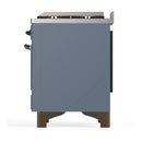 ILVE Majestic III 60-inch Dual Fuel Range with 7 Natural Gas Burner, Griddle, French Top and Solid Door Electric Oven in Blue Grey with Burnished Trim (UM60FSQNR3BGB)