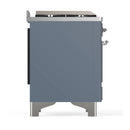 ILVE Majestic III 60-inch Dual Fuel Range with 7 Natural Gas Burner, Griddle, French Top and Solid Door Electric Oven in Blue Grey with Chrome Trim (UM60FSQNR3BGC)