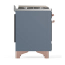 ILVE Majestic III 60-inch Dual Fuel Range with 5 Liquid Propane Burner, Griddle, French Top and Solid Door Electric Oven in Blue Grey with Copper Trim (UM60FSQNR3BGPLP)