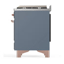 ILVE Majestic III 60-inch Dual Fuel Range with 7 Natural Gas Burner, Griddle, French Top and Solid Door Electric Oven in Blue Grey with Copper Trim (UM60FSQNR3BGP)