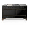 ILVE Majestic III 60-inch Dual Fuel Range with 7 Natural Gas Burner, Griddle, French Top and Solid Door Electric Oven in Glossy Black with Burnished Trim (UM60FSQNR3BKB)