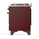 ILVE Majestic III 60-inch Dual Fuel Range with 7 Natural Gas Burner, Griddle, French Top and Solid Door Electric Oven in Burgundy with Burnished Trim (UM60FSQNR3BUB)