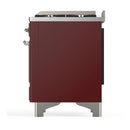 ILVE Majestic III 60-inch Dual Fuel Range with 5 Liquid Propane Burner, Griddle, French Top and Solid Door Electric Oven in Burgundy with Chrome Trim (UM60FSQNR3BUCLP)