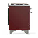 ILVE Majestic III 60-inch Dual Fuel Range with 7 Natural Gas Burner, Griddle, French Top and Solid Door Electric Oven in Burgundy with Chrome Trim (UM60FSQNR3BUC)