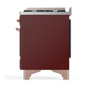 ILVE Majestic III 60-inch Dual Fuel Range with 7 Natural Gas Burner, Griddle, French Top and Solid Door Electric Oven in Burgundy with Copper Trim (UM60FSQNR3BUP)