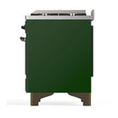 ILVE Majestic III 60-inch Dual Fuel Range with 7 Natural Gas Burner, Griddle, French Top and Solid Door Electric Oven in Emerald Green with Burnished Trim (UM60FSQNR3EGB)