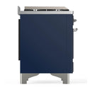 ILVE Majestic III 60-inch Dual Fuel Range with 5 Liquid Propane Burner, Griddle, French Top and Solid Door Electric Oven in Midnight Blue with Chrome Trim (UM60FSQNR3MBCLP)