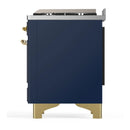 ILVE Majestic III 60-inch Dual Fuel Range with 7 Natural Gas Burner, Griddle, French Top and Solid Door Electric Oven in Blue Grey with Brass Trim (UM60FSQNR3MBG)