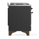 ILVE Majestic III 60-inch Dual Fuel Range with 7 Natural Gas Burner, Griddle, French Top and Solid Door Electric Oven in Graphite Matte with Burnished Trim (UM60FSQNR3MGB)