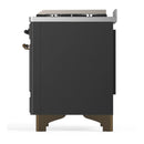 ILVE Majestic III 60-inch Dual Fuel Range with 7 Natural Gas Burner, Griddle, French Top and Solid Door Electric Oven in Graphite Matte with Burnished Trim (UM60FSQNR3MGB)