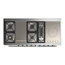 ILVE Majestic III 60-inch Dual Fuel Range with 7 Natural Gas Burner, Griddle, French Top and Solid Door Electric Oven in Graphite Matte with Burnished Trim (UM60FSQNR3MGB)