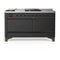 ILVE Majestic III 60-inch Dual Fuel Range with 7 Natural Gas Burner, Griddle, French Top and Solid Door Electric Oven in Graphite Matte with Burnished Trim (UM60FSQNR3MGB)