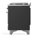ILVE Majestic III 60-inch Dual Fuel Range with 7 Natural Gas Burner, Griddle, French Top and Solid Door Electric Oven in Graphite Matte with Chrome Trim (UM60FSQNR3MGC)