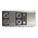 ILVE Majestic III 60-inch Dual Fuel Range with 7 Natural Gas Burner, Griddle, French Top and Solid Door Electric Oven in Graphite Matte with Chrome Trim (UM60FSQNR3MGC)