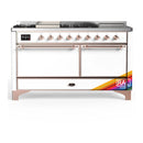ILVE Majestic III 60-inch Dual Fuel Range with 7 Natural Gas Burner, Griddle, French Top and Solid Door Electric Oven in RAL with Copper Trim (UM60FSQNR3RAP)