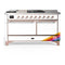 ILVE Majestic III 60-inch Dual Fuel Range with 7 Natural Gas Burner, Griddle, French Top and Solid Door Electric Oven in RAL with Copper Trim (UM60FSQNR3RAP)