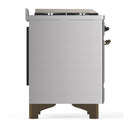 ILVE Majestic III 60-inch Dual Fuel Range with 7 Natural Gas Burner, Griddle, French Top and Solid Door Electric Oven in Stainless Steel with Burnished Trim (UM60FSQNR3SSB)