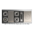 ILVE Majestic III 60-inch Dual Fuel Range with 5 Liquid Propane Burner, Griddle, French Top and Solid Door Electric Oven in Stainless Steel with Chrome Trim (UM60FSQNR3SSCLP)