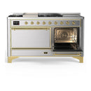 ILVE Majestic III 60-Inch Dual Fuel Range with 5 Liquid Propane Burner, Griddle, French Top and Solid Door Electric Oven in Stainless Steel with Brass Trim (UM60FSQNR3SSGLP)