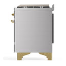 ILVE Majestic III 60-Inch Dual Fuel Range with 5 Liquid Propane Burner, Griddle, French Top and Solid Door Electric Oven in Stainless Steel with Brass Trim (UM60FSQNR3SSGLP)