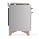 ILVE Majestic III 60-inch Dual Fuel Range with 7 Natural Gas Burner, Griddle, French Top and Solid Door Electric Oven in Stainless Steel with Copper Trim (UM60FSQNR3SSP)