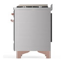 ILVE Majestic III 60-inch Dual Fuel Range with 7 Natural Gas Burner, Griddle, French Top and Solid Door Electric Oven in Stainless Steel with Copper Trim (UM60FSQNR3SSP)