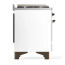 ILVE Majestic III 60-inch Dual Fuel Range with 7 Natural Gas Burner, Griddle, French Top and Solid Door Electric Oven in White with Burnished Trim (UM60FSQNR3WHB)
