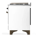 ILVE Majestic III 60-inch Dual Fuel Range with 7 Natural Gas Burner, Griddle, French Top and Solid Door Electric Oven in White with Burnished Trim (UM60FSQNR3WHB)