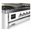 ILVE Majestic III 60-inch Dual Fuel Range with 5 Liquid Propane Burner, Griddle, French Top and Solid Door Electric Oven in White with Chrome Trim (UM60FSQNR3WHCLP)