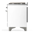 ILVE Majestic III 60-inch Dual Fuel Range with 7 Natural Gas Burner, Griddle, French Top and Solid Door Electric Oven in White with Chrome Trim (UM60FSQNR3WHC)