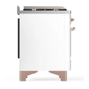 ILVE Majestic III 60-inch Dual Fuel Range with 5 Liquid Propane Burner, Griddle, French Top and Solid Door Electric Oven in White with Copper Trim (UM60FSQNR3WHPLP)