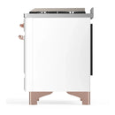 ILVE Majestic III 60-inch Dual Fuel Range with 7 Natural Gas Burner, Griddle, French Top and Solid Door Electric Oven in White with Copper Trim (UM60FSQNR3WHP)
