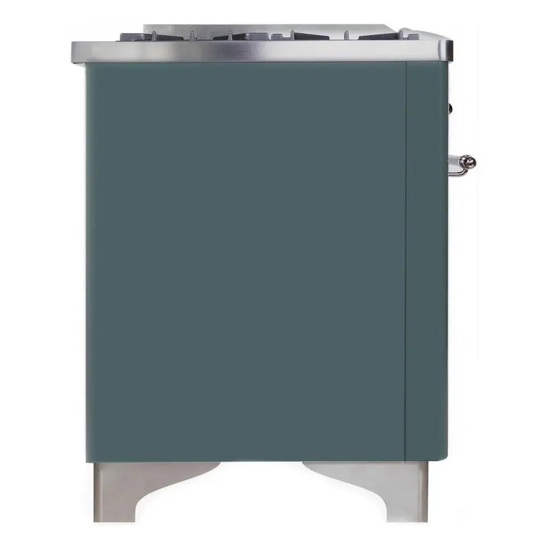 ILVE 40-Inch Majestic II Dual Fuel Range with 6 Sealed Burners and Removable Griddle with 3.82 cu. ft. Oven in Grey Blue with Chrome Trim (UMD10FDNS3BGC)