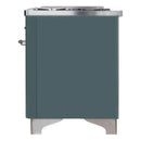 ILVE 40-Inch Majestic II Dual Fuel Range with 6 Sealed Burners and Removable Griddle with 3.82 cu. ft. Oven in Grey Blue with Chrome Trim (UMD10FDNS3BGC)