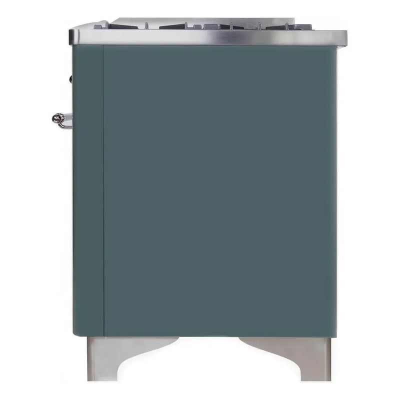 ILVE 40-Inch Majestic II Dual Fuel Range with 6 Sealed Burners and Removable Griddle with 3.82 cu. ft. Oven in Grey Blue with Chrome Trim (UMD10FDNS3BGC)