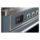 ILVE 40-Inch Majestic II Dual Fuel Range with 6 Sealed Burners and Removable Griddle with 3.82 cu. ft. Oven in Grey Blue with Chrome Trim (UMD10FDNS3BGC)
