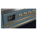 ILVE 40-Inch Majestic II Dual Fuel Range with 6 Sealed Burners and Removable Griddle with 3.82 cu. ft. Oven in Grey Blue with Brass Trim (UMD10FDNS3BGG)