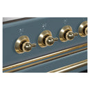 ILVE 40-Inch Majestic II Dual Fuel Range with 6 Sealed Burners and Removable Griddle with 3.82 cu. ft. Oven in Grey Blue with Brass Trim (UMD10FDNS3BGG)