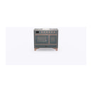 ILVE 40-Inch Majestic II Dual Fuel Range with 6 Sealed Burners and Removable Griddle with 3.82 cu. ft. Oven in Grey Blue with Copper Trim (UMD10FDNS3BGP)