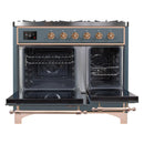 ILVE 40-Inch Majestic II Dual Fuel Range with 6 Sealed Burners and Removable Griddle with 3.82 cu. ft. Oven in Grey Blue with Copper Trim (UMD10FDNS3BGP)